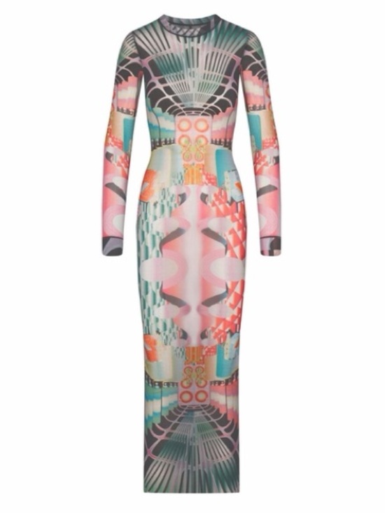 SKIMS Dresses & Skirts - RARE Skims Summer Mesh Long Sleeve Dress Deco Train